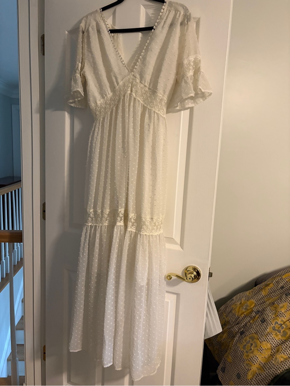 Off white boho embroidered dress